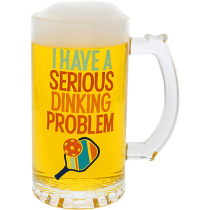 Pickleball DINKING PROBLEM 16 OZ GLASS STEIN