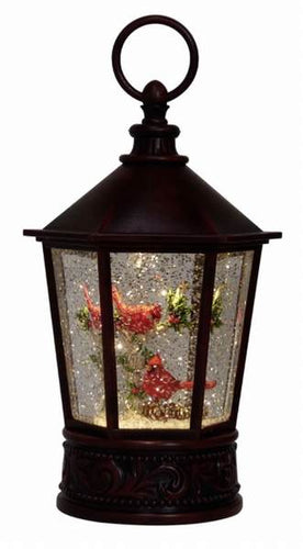 Cardinal Branch Hexagon Glitter Lantern