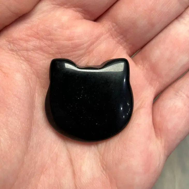 Gemstone Cat Face Figurines 1-Inch
