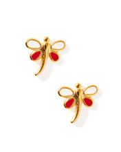 Load image into Gallery viewer, Screwback Stud Earrings - Bri Butterfly - White and Red