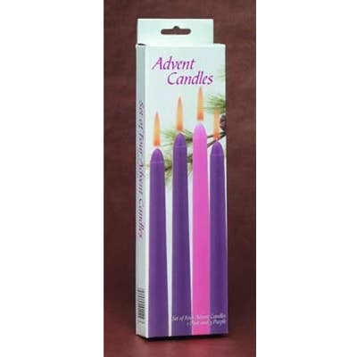 Advent Candles- Set of 4 : 3 purple taper & 1 pink taper