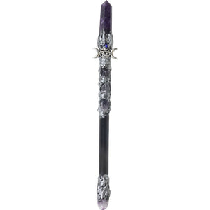 Magick Wand - Amethyst Point w/ Silver Triple Moon (Each)