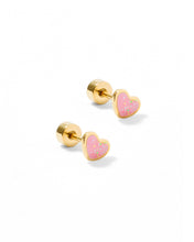 Load image into Gallery viewer, Screwback Stud Earrings - Nora Heart - Pink