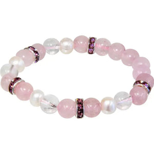 Elastic Bracelet 8mm w/ Rondelle Spacer - Rose Quartz