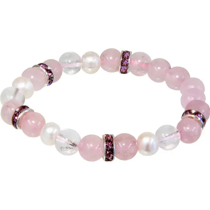 Elastic Bracelet 8mm w/ Rondelle Spacer - Rose Quartz