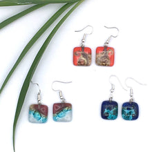 Load image into Gallery viewer, Small Square Glass Earrings