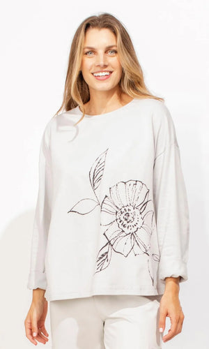 ESCAPE- GRAPHIC FLORAL COTTON PULLOVER