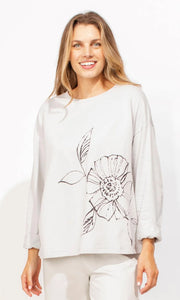 ESCAPE- GRAPHIC FLORAL COTTON PULLOVER