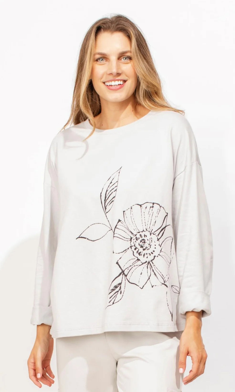ESCAPE- GRAPHIC FLORAL COTTON PULLOVER