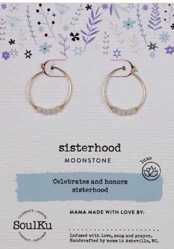 Moonstone Gold Hoop Earrings for Sisterhood - GHOP04