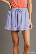 Load image into Gallery viewer, Cotton Gauze Elastic Waist and Drawstring Layered Frayed Hem Shorts with Pockets