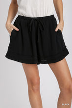 Load image into Gallery viewer, Cotton Gauze Elastic Waist and Drawstring Layered Frayed Hem Shorts with Pockets