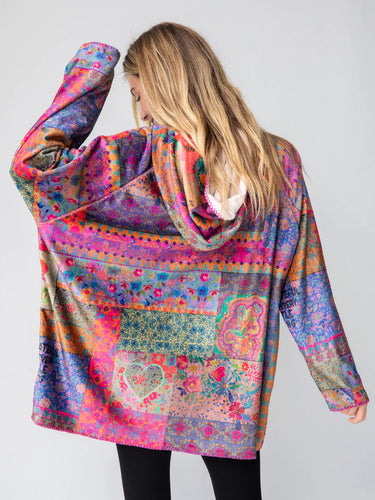 Cozy Blanket Hoodie - Love Folk Floral Patchwork