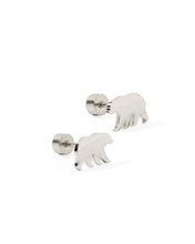 Load image into Gallery viewer, Screwback Stud Earrings - Bear Silver