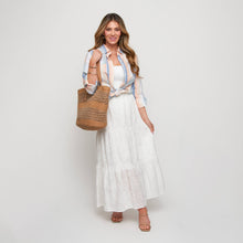 Load image into Gallery viewer, Tote Bag Katen Two Tone Woven Zipper Beach Bag 21"x12"