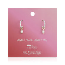 Load image into Gallery viewer, Hoops with Drop - Pearl (silver) - LOVELY