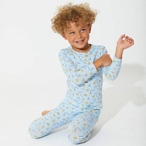 Milk and Cookies Blue Bamboo Two-Piece Set