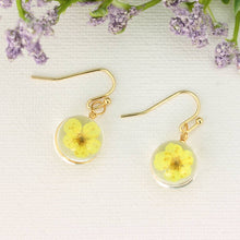 Load image into Gallery viewer, Yellow Buttercup Dried Flower Earrings