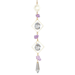 Sun with Amethust Double Triangle Crystal Suncatcher