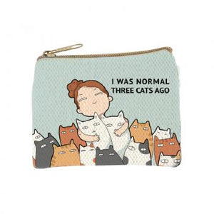 I WAS NORMAL THREE CATS Ago COIN PURSE
