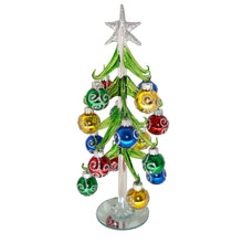 Load image into Gallery viewer, Mini Glass Christmas Tree w/ Silver Glitter Ornaments