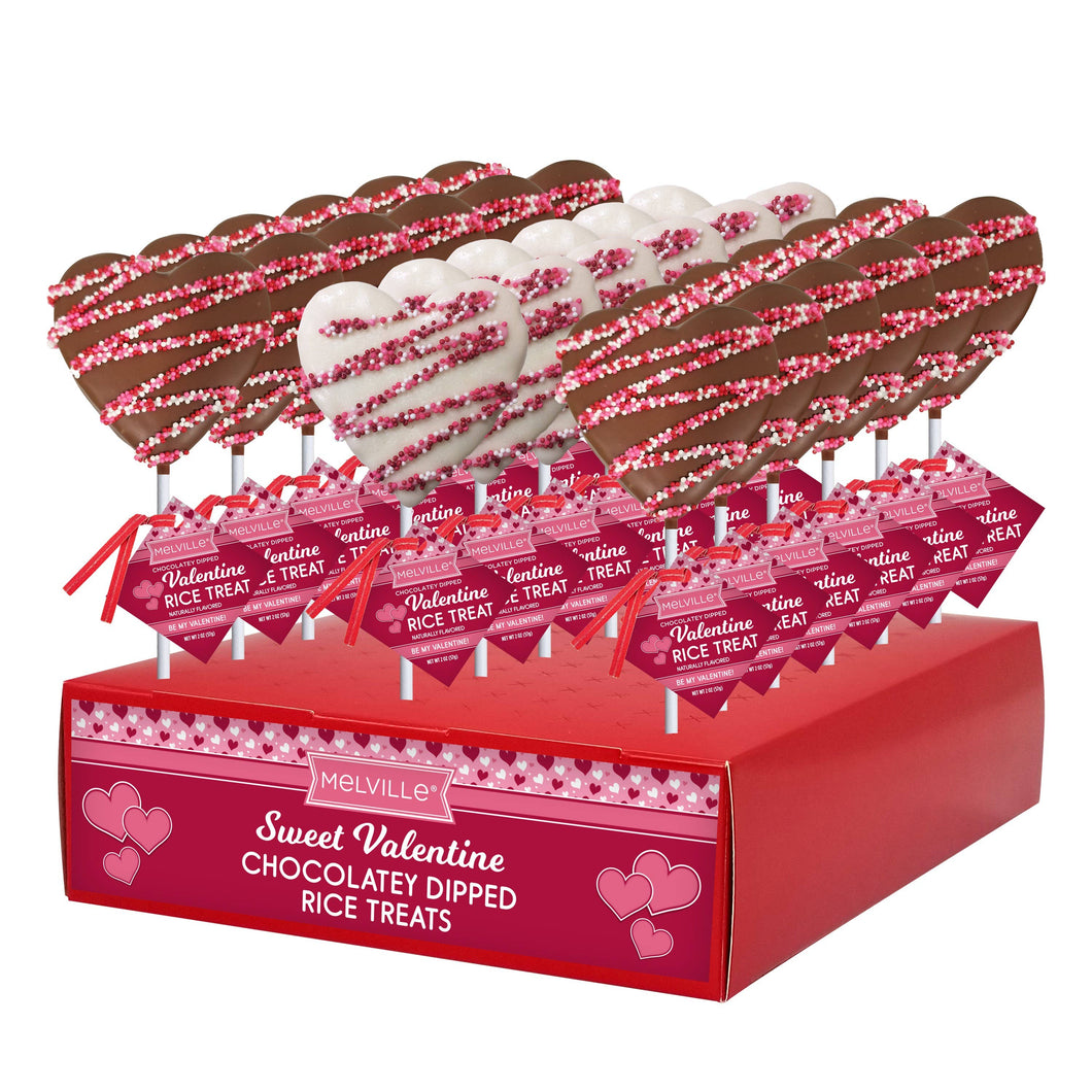 Chocolate Drizzle Heart Shaped Rice Treat Pops, 18ct Display