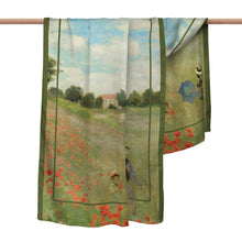 Load image into Gallery viewer, Fine Art Silk Blend Shawl Monet Poppy Field