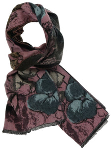 Sketch Floral Recycled Cotton Cashmink Scarf: Rosewood