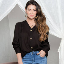 Load image into Gallery viewer, Izara Front Button V-Neck Blouse