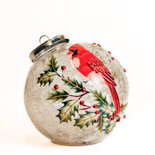 Load image into Gallery viewer, Cardinal Berry Ornament with LED String Lights — Christmas, Holiday Ornaments