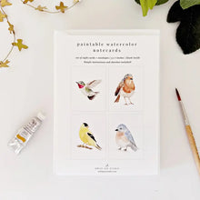 Load image into Gallery viewer, Birds Paintable Watercolor Notecard Set