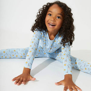 Milk and Cookies Blue Bamboo Two-Piece Set