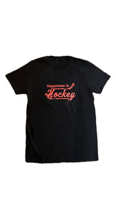 Happiness is Hockey Black T shirt