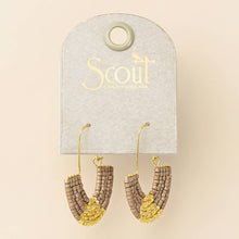 Load image into Gallery viewer, Chromacolor Miyuki U-Hoop Earring - Pewter/Gold