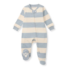 Load image into Gallery viewer, Rugby Stripe Organic Cotton Sleep &amp; Play - Quarry