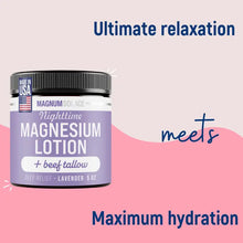 Load image into Gallery viewer, Nighttime Magnesium Lotion with Beef Tallow - Lavender Scent