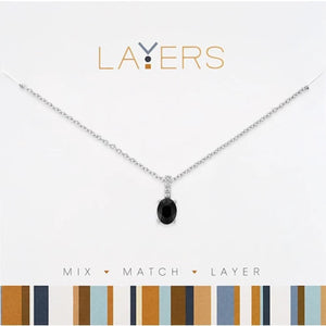 Layers Silver Jet Black Drop Necklace