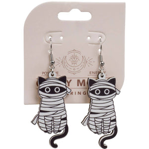 WOOD MUMMY CATS EARRING