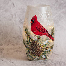 Load image into Gallery viewer, Cardinal Present Short Vase with LED String Lights