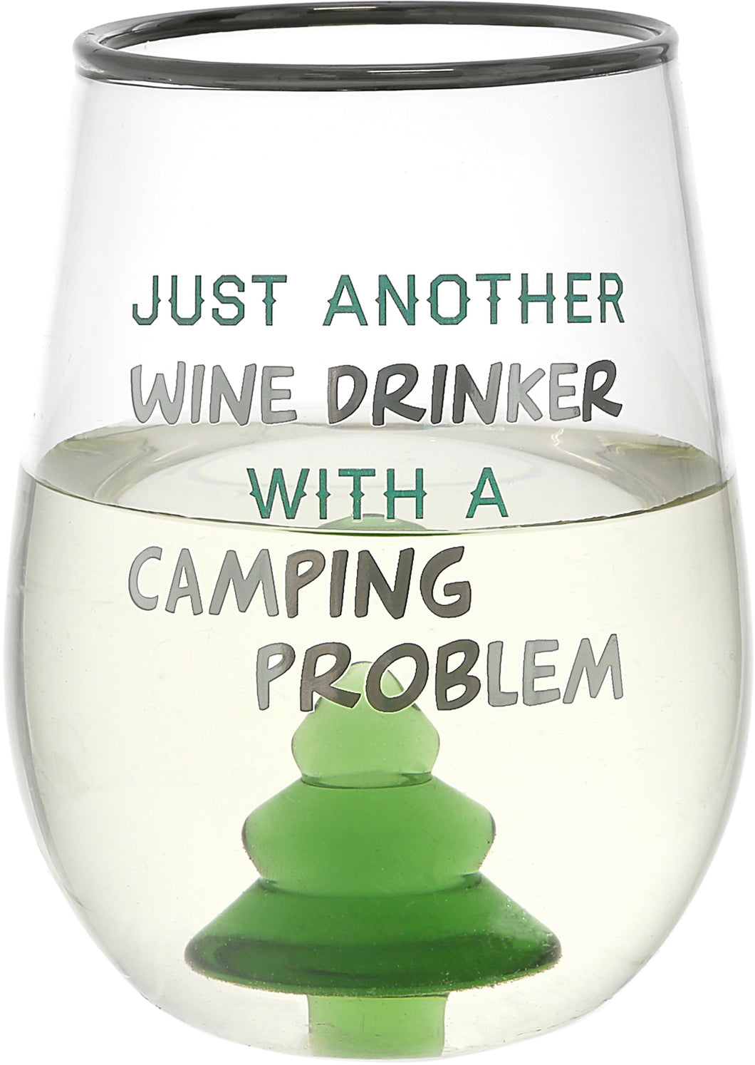 Camping Problem - Pine Tree - 19 oz. Stemless Wine Glass