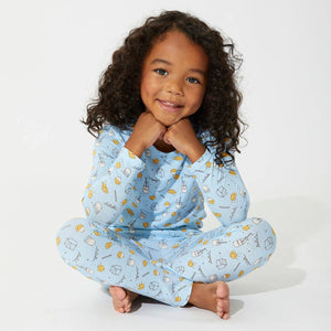 Milk and Cookies Blue Bamboo Two-Piece Set