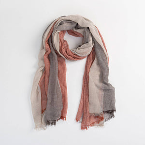 Tonal Gauze Stripe Summer Lightweight Sheer Scarf
