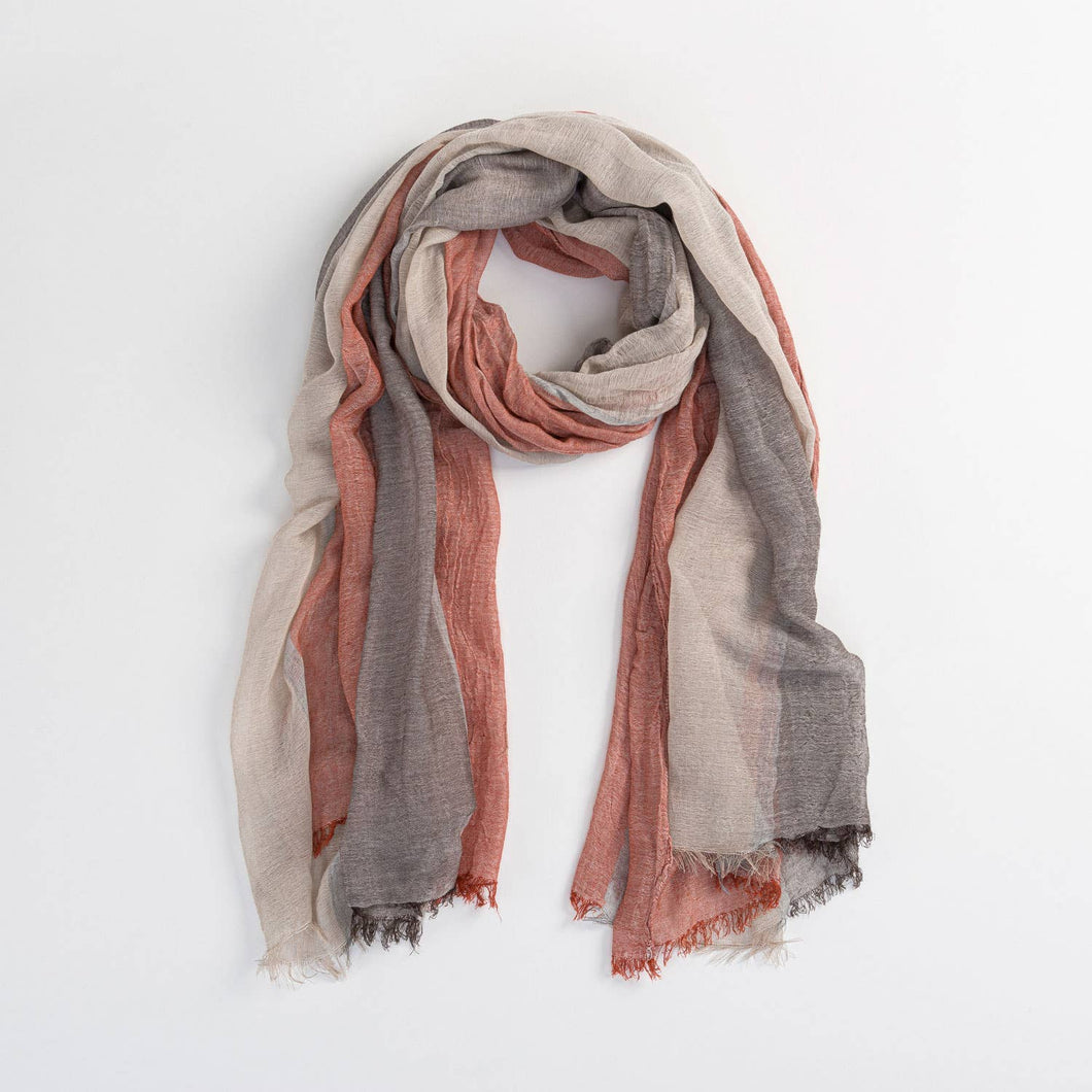 Tonal Gauze Stripe Summer Lightweight Sheer Scarf