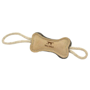 Tall Tails Natural Leather & Wool Bone Tug Toy - 16