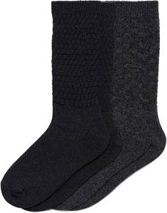 HUE Women's Merino Wool Warm Winter Crew Boot Breathable Natural Temperature Regulating Socks 2 Pair Pack