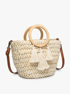 Cheryl Seagrass Satchel w/ Circle Handles