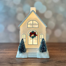 Load image into Gallery viewer, Ivory christmas village glitter house 7&quot;