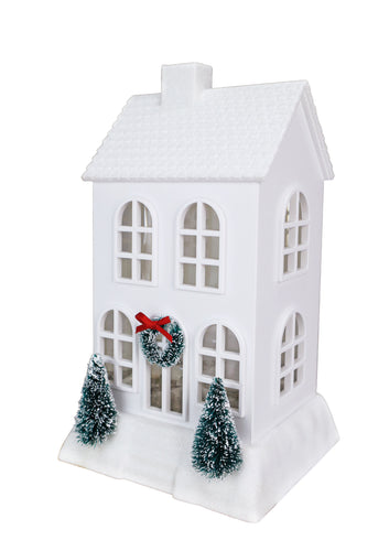 ivory christmas village glitter townhouse 9.5