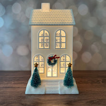 Load image into Gallery viewer, ivory christmas village glitter townhouse 9.5&quot;