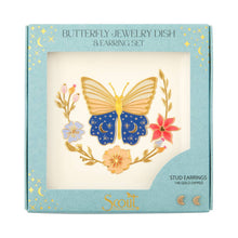 Load image into Gallery viewer, Jewelry Dish &amp; Stud Earring Set - Butterfly/Cream